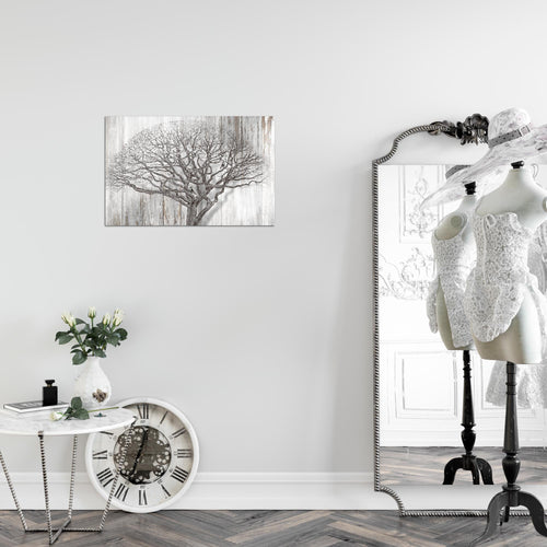 Runa Art Bild Baum Abstrakt Modern Wandbilder Wohnzimmer 1 Teilig - Made In Germany - Holzmotiv Schwarz Weiss Flur 039915b