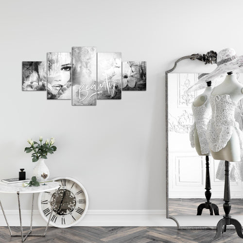 Runa Art Wandbilder Blumen Vintage 5 Teilig Bild auf Vlies Leinwand Deko Wohnzimmer Frau Bunt 039352c