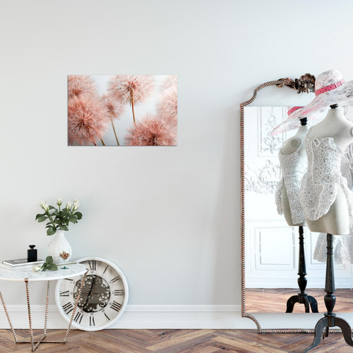 Runa Art Bild Blumen Pusteblumen Modern Wandbilder Wohnzimmer 1 Teilig - Made In Germany - Natur Grau Rosa Flur 042015a