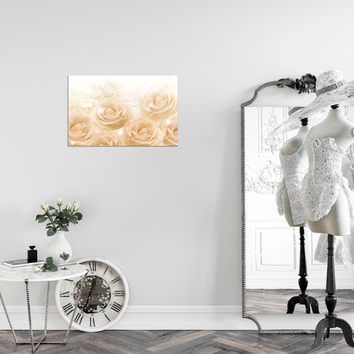 Runa Art Bild Blumen Rosen Modern Wandbilder Wohnzimmer 1 Teilig - Made In Germany - Vintage Beige Flur 017215b