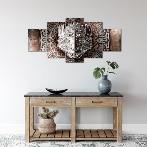 Runa Art Wandbilder Mandala Abstrakt 5 Teilig Bild auf Vlies Leinwand Deko Wohnzimmer Schlafzimmer Kupfer Beige Braun 040152c