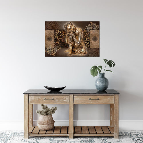 Runa Art Bild Buddha Zen Modern Wandbilder Wohnzimmer Schlafzimmer 1 Teilig - Made In Germany - Feng Shui Braun Flur 041315b