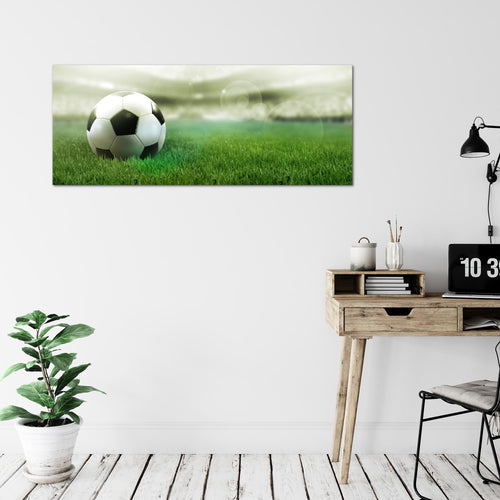 Runa Art Wandbild Fussball 1 Teilig 100 x 40 cm Modern Bild auf Vlies Leinwand Sport Wohnzimmer Schlafzimmer Grün 402412c