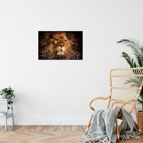 Runa Art Bild Afrika Löwe Modern Wandbilder Wohnzimmer Schlafzimmer 1 Teilig - Made In Germany - Abstrakt Tiere Schwarz Gold Flur 040715a