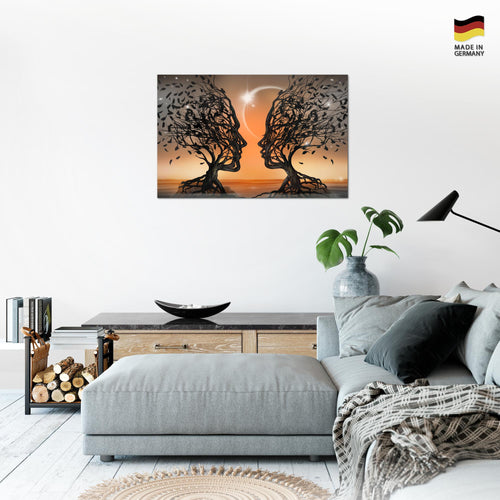 Runa Art Bild Liebespaar Modern Wandbilder Wohnzimmer Schlafzimmer 1 Teilig - Made In Germany - Abstrakt Baum Orange Flur 044815c