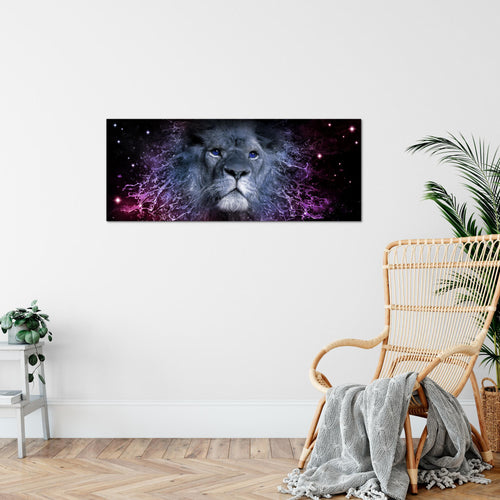 Runa Art Wandbild Sternzeichen Löwe 1 Teilig 100 x 40 cm Modern Bild auf Vlies Leinwand Abstrakt Tiere Wohnzimmer Schlafzimmer Lila 040712c