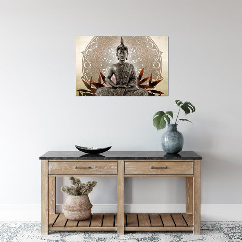 Runa Art Bild Buddha Modern Wandbilder Wohnzimmer Schlafzimmer 1 Teilig - Made In Germany - Feng Shui Beige Braun Flur 031215b