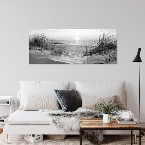 Runa Art Wandbild Landschaft 100 x 40 cm Modern Bild auf Vlies Leinwand Schwarz Wohnzimmer Schlafzimmer Büro Strand 041712c