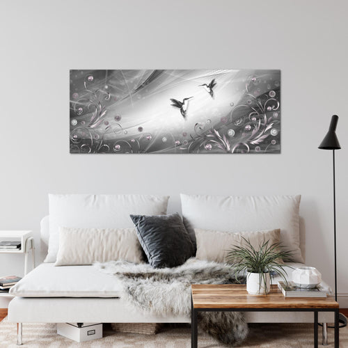 Runa Art Wandbild Vintage Vogel 1 Teilig 100 x 40 cm Modern Bild auf Vlies Leinwand Abstrakt Wohnzimmer Schlafzimmer Schwarz Weiss 038312c