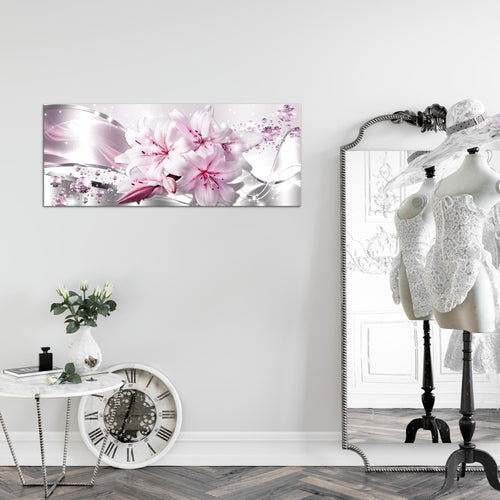 Runa Art Wandbild Blumen Pflanzen 100 x 40 cm Modern Bild auf Vlies Leinwand Rosa Wohnzimmer Schlafzimmer Büro Blumen 021812c