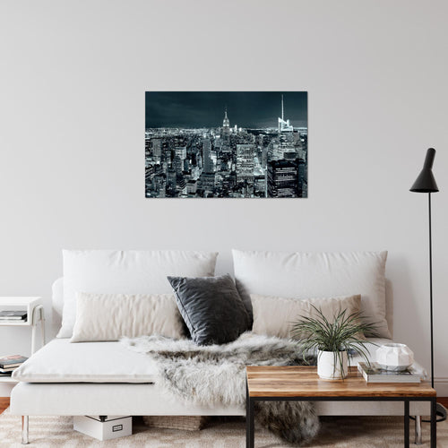 Runa Art Bild New York Skyline Modern Wandbilder Wohnzimmer Büro 1 Teilig - Made In Germany - USA Türkis Blau Flur 036215b