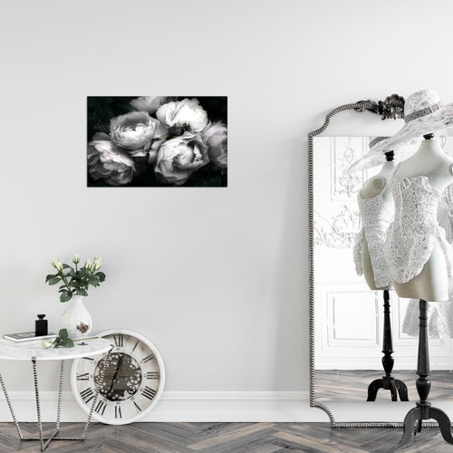 Runa Art Bild Blumen Rosen Modern Wandbilder Wohnzimmer 1 Teilig - Made In Germany - Vintage Schwarz Bunt Flur 039115c