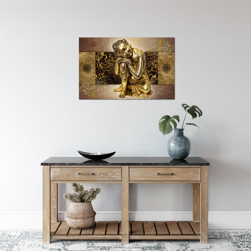 Runa Art Bild Buddha Zen Modern Wandbilder Wohnzimmer Schlafzimmer 1 Teilig - Made In Germany - Feng Shui Gold Flur 041315a