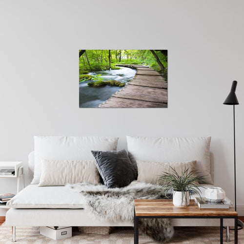 Runa Art Bild Landschaft Brücke Modern Wandbilder Schlafzimmer Wohnzimmer 1 Teilig - Made In Germany - Fluss Baum Grün Flur 607415a