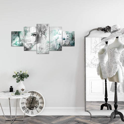 Runa Art Wandbilder Blumen Vintage 5 Teilig Bild auf Vlies Leinwand Deko Wohnzimmer Frau Bunt 039352b
