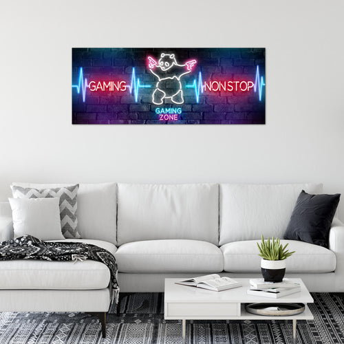 Runa Art Wandbild Spielkonsole Gaming 100 x 40 cm Modern Bild auf Vlies Leinwand Jugendzimmer Teenager Kinderzimmer Bunt 045012a