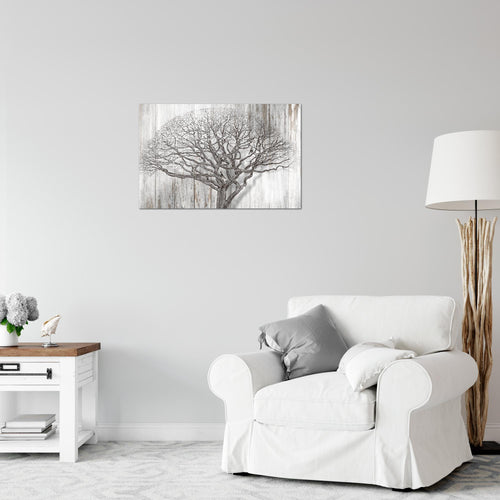 Runa Art Bild Baum Abstrakt Modern Wandbilder Wohnzimmer 1 Teilig - Made In Germany - Holzmotiv Schwarz Weiss Flur 039915b