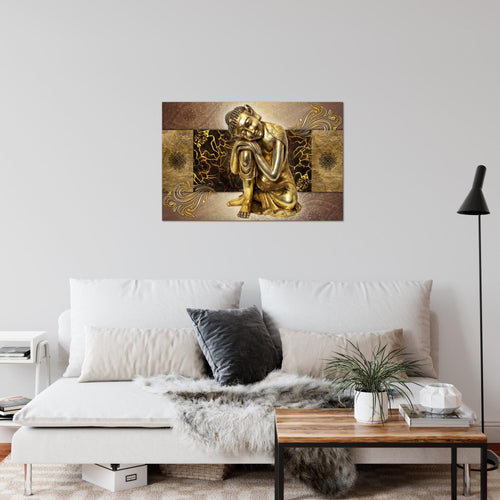 Runa Art Bild Buddha Zen Modern Wandbilder Wohnzimmer Schlafzimmer 1 Teilig - Made In Germany - Feng Shui Gold Flur 041315a