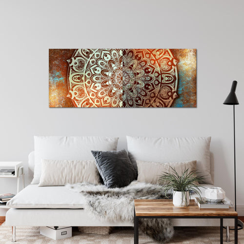 Runa Art Wandbild Mandala Abstrakt 1 Teilig 100 x 40 cm Modern Bild auf Vlies Leinwand Kupfer Wohnzimmer Schlafzimmer Beige Braun 040112a