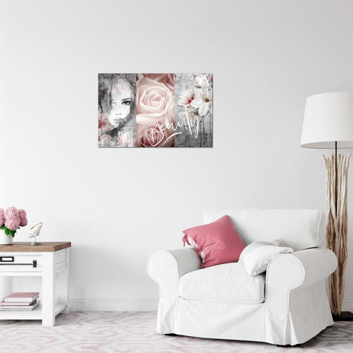 Runa Art Bild Blumen Vintage Modern Wandbilder Wohnzimmer 1 Teilig - Made In Germany - Frau Bunt Flur 039315a