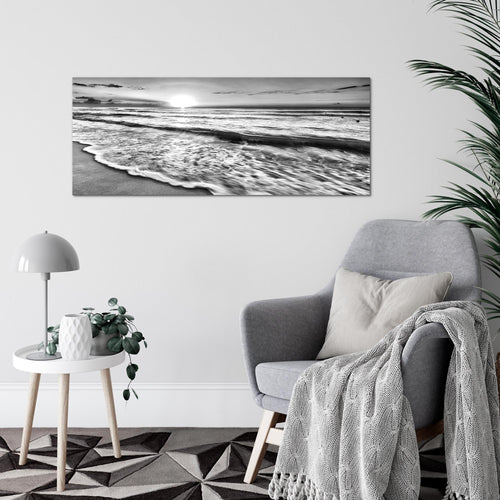 Runa Art Wandbild Landschaft 100 x 40 cm Modern Bild auf Vlies Leinwand Schwarz Wohnzimmer Schlafzimmer Büro Strand 023712c
