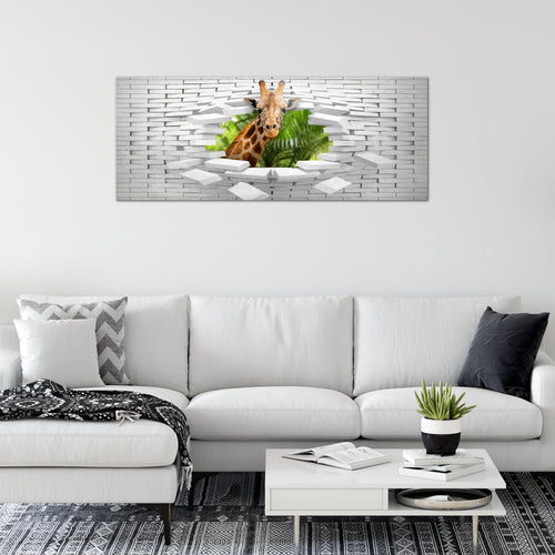 Runa Art Wandbild Giraffe Abstrakt 1 Teilig 100 x 40 cm Modern Bild auf Vlies Leinwand Steinwand Wohnzimmer Schlafzimmer Bunt 037412c