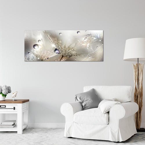 Runa Art Wandbild Blumen Pusteblumen 100 x 40 cm Modern Bild auf Vlies Leinwand Morgentau Wohnzimmer Braun 043112a
