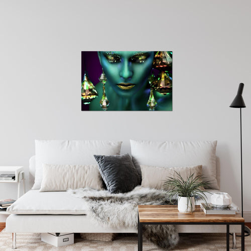 Runa Art Bild Frau Gesicht Lippen Modern Wandbilder Wohnzimmer Schlafzimmer 1 Teilig - Made In Germany - Kosmetik Fashion Türkis Gold Flur 042115a