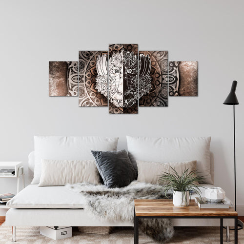 Runa Art Wandbilder Mandala Abstrakt 5 Teilig Bild auf Vlies Leinwand Deko Wohnzimmer Schlafzimmer Kupfer Beige Braun 040152c