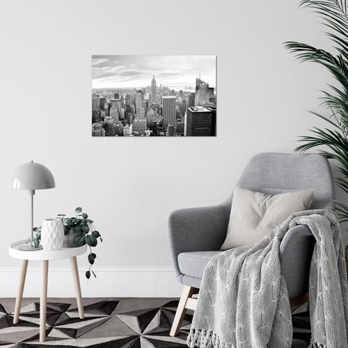 Runa Art Bild New York Skyline Modern Wandbilder Wohnzimmer Büro 1 Teilig - Made In Germany - Städte Schwarz Weiss Flur 010215c