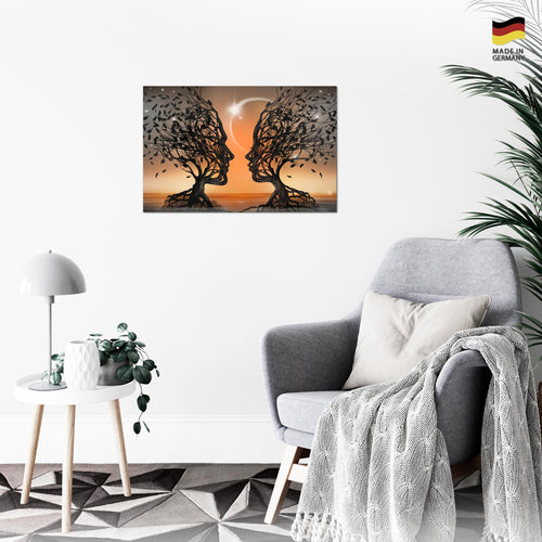 Runa Art Bild Liebespaar Modern Wandbilder Wohnzimmer Schlafzimmer 1 Teilig - Made In Germany - Abstrakt Baum Orange Flur 044815c