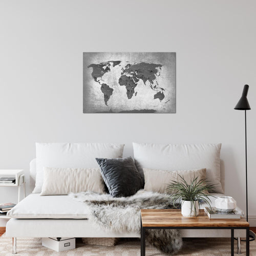 Runa Art Bild Weltkarte Modern Wandbilder Wohnzimmer Büro 1 Teilig - Made In Germany - Länder Modern Grau Flur 107615c