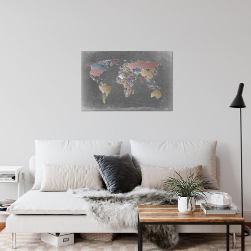 Runa Art Bild Weltkarte Modern Wandbilder Wohnzimmer Büro 1 Teilig - Made In Germany - Länder Modern Bunt Flur 107615a