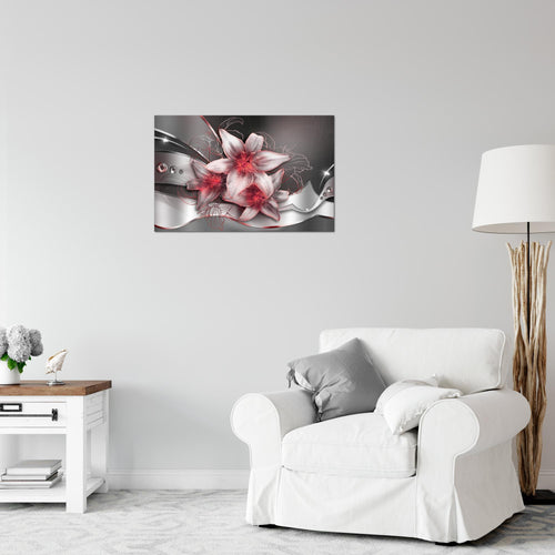 Runa Art Bild Blumen Lilien Modern Wandbilder Wohnzimmer 1 Teilig - Made In Germany - Abstrakt Schwarz Rot Flur 039615c