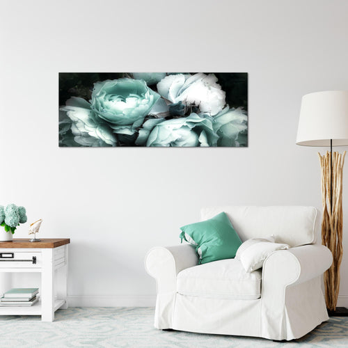 Runa Art Wandbild Blumen Rosen 1 Teilig 100 x 40 cm Modern Bild auf Vlies Leinwand Vintage Wohnzimmer Schwarz Bunt 039112b