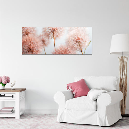 Runa Art Wandbild Blumen Pusteblumen 100 x 40 cm Modern Bild auf Vlies Leinwand Natur Wohnzimmer Grau Rosa 042012a