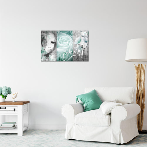 Runa Art Bild Blumen Vintage Modern Wandbilder Wohnzimmer 1 Teilig - Made In Germany - Frau Bunt Flur 039315b