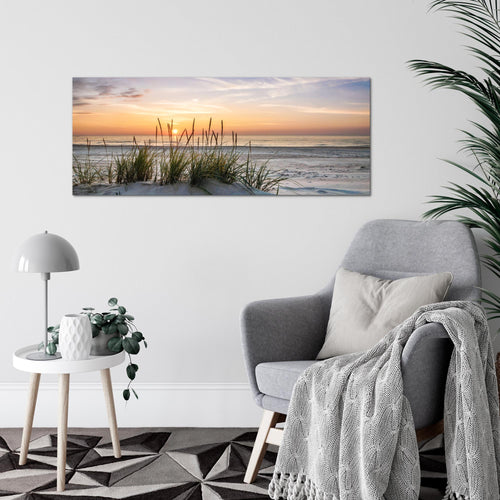 Runa Art Wandbild Landschaft 100 x 40 cm Modern Bild auf Vlies Leinwand Grün Wohnzimmer Schlafzimmer Büro Waschbären 043712a