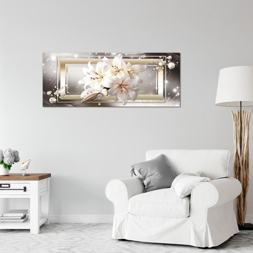 Runa Art Wandbild Blumen Pflanzen 100 x 40 cm Modern Bild auf Vlies Leinwand Weiß Wohnzimmer Schlafzimmer Büro Blumen 021712a