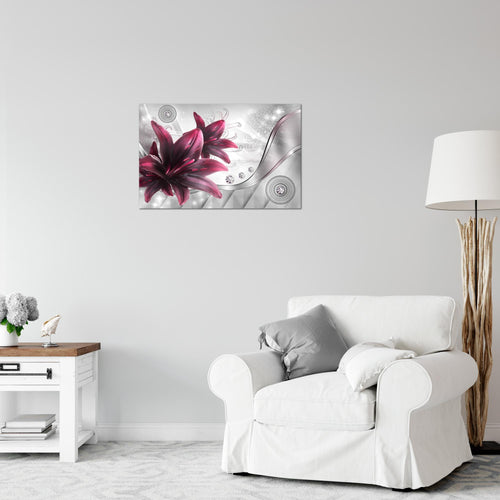 Runa Art Bild Blumen Lilien Modern Wandbilder Wohnzimmer 1 Teilig - Made In Germany - Abstrakt Grau Rot Flur 036815a