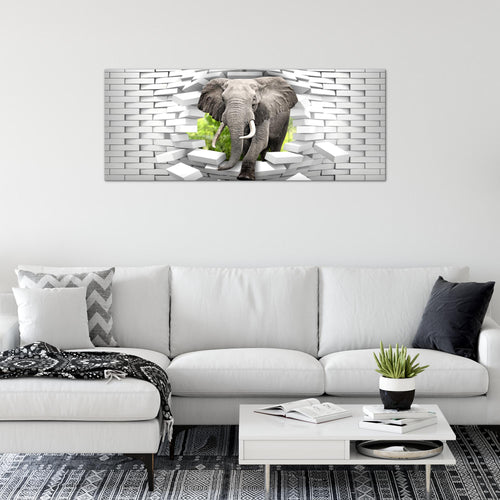 Runa Art Wandbild Elefant Abstrakt 1 Teilig 100 x 40 cm Modern Bild auf Vlies Leinwand Tiere Wohnzimmer Schlafzimmer Bunt 037412b