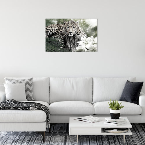 Runa Art Bild Afrika Leopard Modern Wandbilder Wohnzimmer Schlafzimmer 1 Teilig - Made In Germany - Tiere Schwarz Weiss Flur 006715c