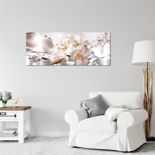 Runa Art Wandbild Blumen Pflanzen 100 x 40 cm Modern Bild auf Vlies Leinwand Weiß Wohnzimmer Schlafzimmer Büro Blumen 021812a