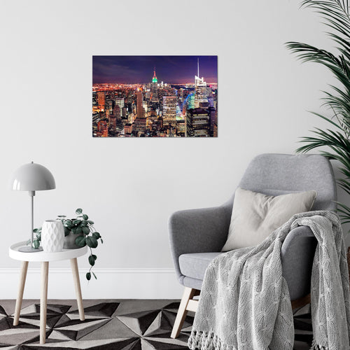 Runa Art Bild New York Skyline Modern Wandbilder Wohnzimmer Büro 1 Teilig - Made In Germany - Städte Violett Lila Flur 036215a