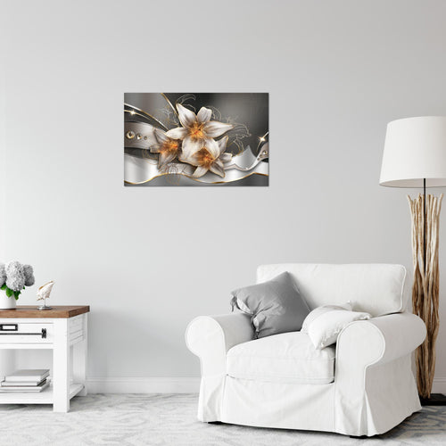 Runa Art Bild Blumen Lilien Modern Wandbilder Wohnzimmer 1 Teilig - Made In Germany - Abstrakt Gelb Gold Flur 039615a