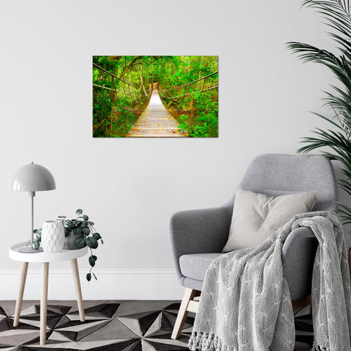 Runa Art Bild Landschaft Brücke Modern Wandbilder Schlafzimmer Wohnzimmer 1 Teilig - Made In Germany - Brücke Grün Beige Flur 607415c