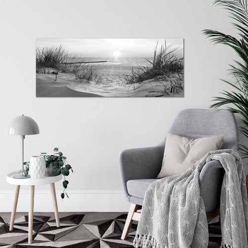 Runa Art Wandbild Landschaft 100 x 40 cm Modern Bild auf Vlies Leinwand Schwarz Wohnzimmer Schlafzimmer Büro Strand 041712c