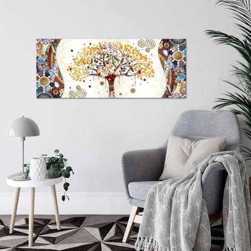 Runa Art Wandbild Landschaft 100 x 40 cm Modern Bild auf Vlies Leinwand Grün Wohnzimmer Schlafzimmer Büro Natur 004612a