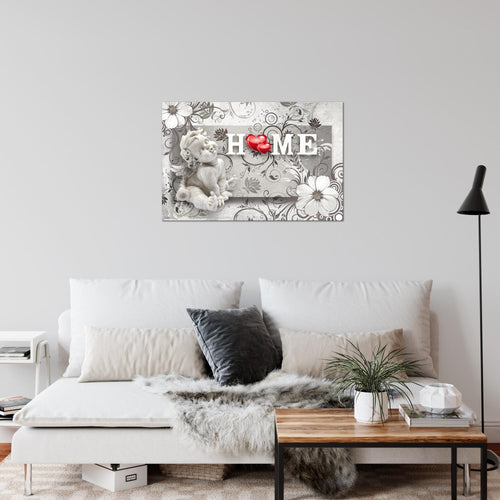 Runa Art Bild Engel Vintage Modern Wandbilder Wohnzimmer Schlafzimmer 1 Teilig - Made In Germany - Blumen Grau Rot Flur 030815c
