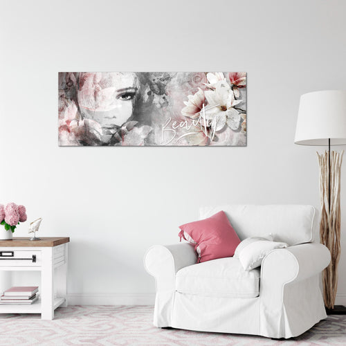 Runa Art Wandbild Blumen Vintage 1 Teilig 100 x 40 cm Modern Bild auf Vlies Leinwand Frau Wohnzimmer Bunt 039312a